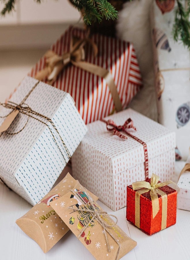 STEFORD 60Pcs Christmas Pillow Boxes, Gifts Pillow Box for Candy Jewellery Small Christmas Card Holders Bulk Decorative Paper Container Party Favor Supplies - Image 5